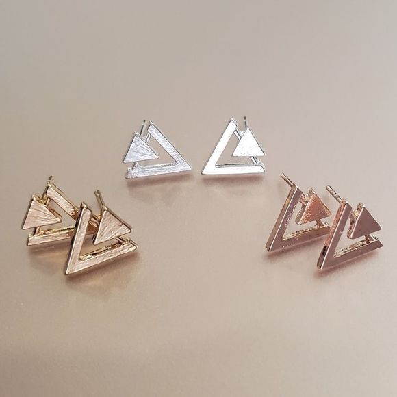 Geometric Triangle Earrings - 1 Pair - Picture 2 of 5
